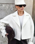 Stylish Women's Woolen Blazer with Lapel