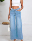 Fashionable Loose Stitching Wide Leg Jeans