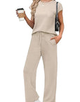Casual Loose Fit Pocket T-Shirt and Pants Set