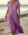 Comfortable V-Neck Midi Dress for Women