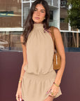 Summer Sleeveless Halter Dress in Khaki