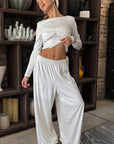 Women's Casual Knit Set with Round Neck