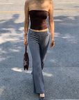 Vintage Striped Flared Pants for Casual Wear