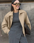 Thick Woolen Coat for Women in Khaki
