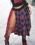 Nazada Women's Autumn Color Block Plaid Skirt
