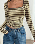 Fashionable Striped Long Sleeve T-Shirt for Women