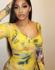 Vintage Style Bodycon Dress with Long Sleeves
