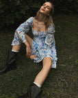 French Romantic Floral Dress with Puff Sleeves