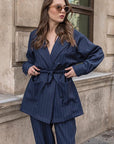 French Vintage Elegant Striped Suit Set for Women