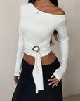 Stylish Asymmetrical Long Sleeve Top for Women