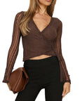 Sexy Lace Tie Long Sleeve Top