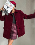 Vintage Velvet Jacket for Women in Burgundy