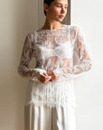 French Style Sheer Lace Top for Women