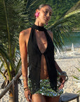 Backless Sheer Mesh Halter Top for Women