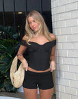 French Vintage Lace Waist Top for Summer