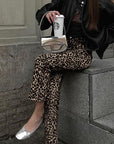 Retro Stylish Leopard Print Slim Pants