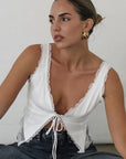 Stylish White Lace Trim Cami Top for Women