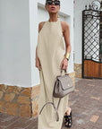 Casual Cotton Linen Halter Dress for Women
