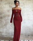 Lace Off-Shoulder Long Sleeve Dress