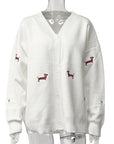 Korean Style Embroidered Dog Sweater Cardigan