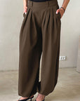 Casual Loose Fit Solid Color Tapered Pants
