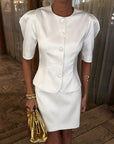 Chic Commuter Two-Piece Shirt and Skirt Set