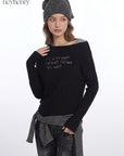 HeyHenry Stylish Asymmetric Neck Long Sleeve Top