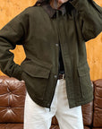 Autumn Winter Color Block Jacket with Pockets