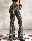 High Waist Leopard Print Flared Pants