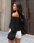 Loose Fit Lantern Sleeve Off Shoulder Top