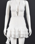 V-Neck Hollow Out Mini Dress with Tie Back