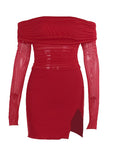 Elegant Mesh Off-Shoulder Split Dress
