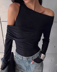 French Vintage Off-Shoulder Knit Top for Women