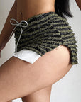High-Waisted Striped Drawstring Shorts for Women