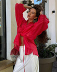Autumn New Fashion Sheer Long Sleeve Tencel Shirt