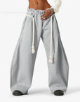 Casual Drawstring Waist Wide Leg Pants