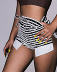 High-Waisted Striped Drawstring Shorts for Women