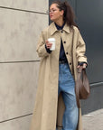 New Women's Khaki Long Trench Coat