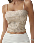 Sleeveless Backless Hollow Out Sequin Top