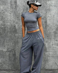 Casual Sportswear Set with High Waist Pants