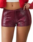 Slim Fit Low Waist PU Leather Hot Shorts for Women