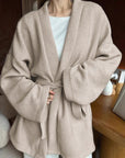 French Style V-Neck Tie Coat for Women