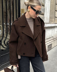 Chic Brown Woolen Coat for Women