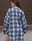 Casual Blue Plaid Shirt for Women