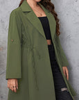 Plus Size Women's Long Sleeve Buttoned Trench Coat