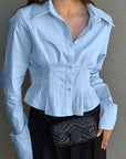 Elegant Pleated Waist Blouse for Women