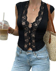 Stylish V-Neck Lace Top for Casual Wear