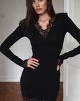 Elegant Black Lace V-Neck Dress for Women
