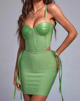 Green Bandage Dress for Women Summer Fashion