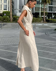 French Style Elegant Cotton Linen Dress